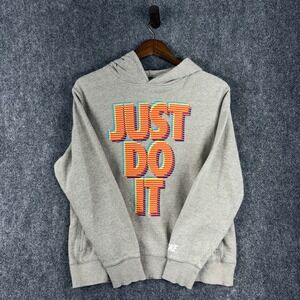 Nike Just Do It Hoodie Mens XL Gray Pullover Sweatshirt Graphic Logo